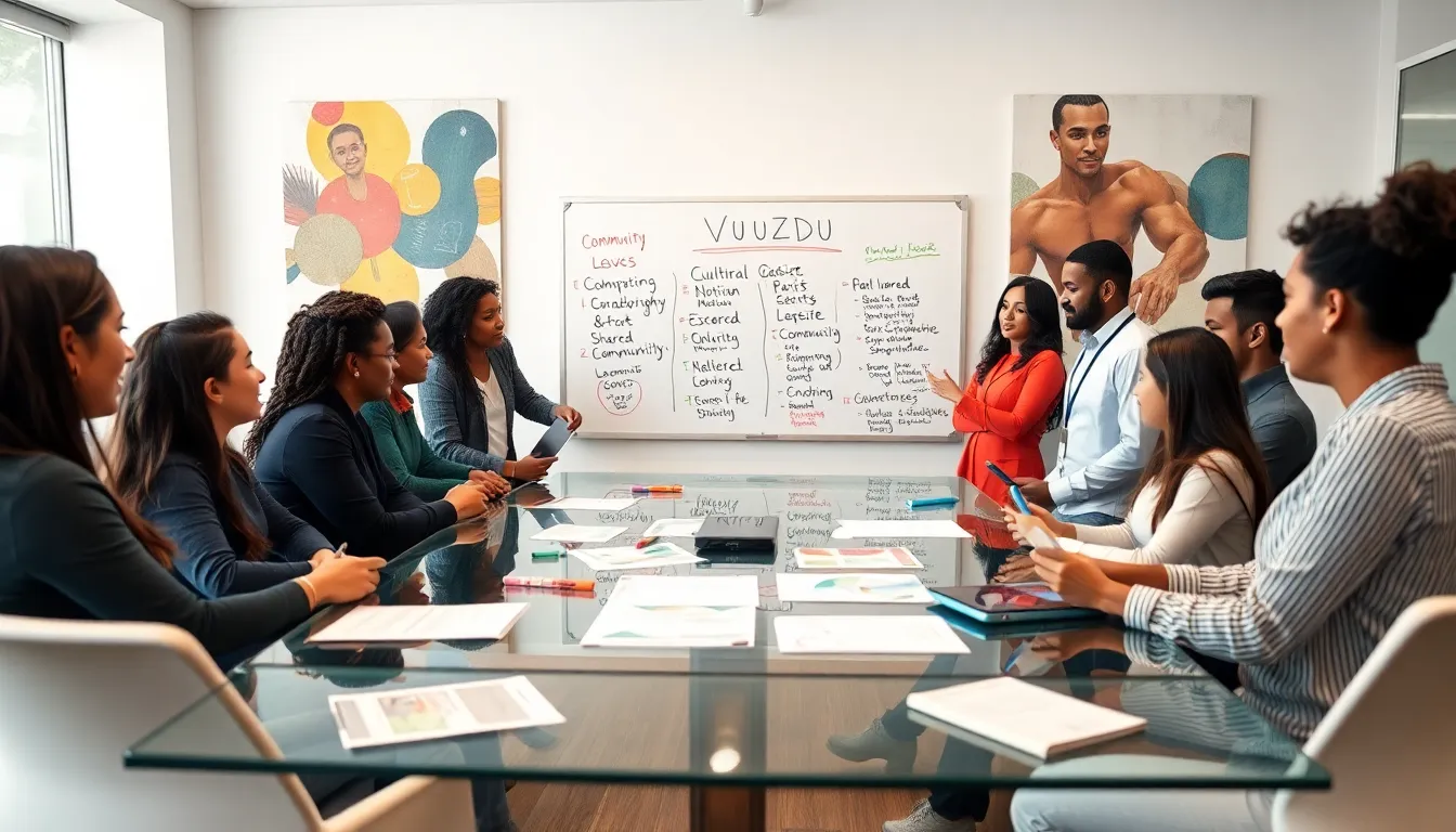 diverse professionals collaborating in a modern office setting.